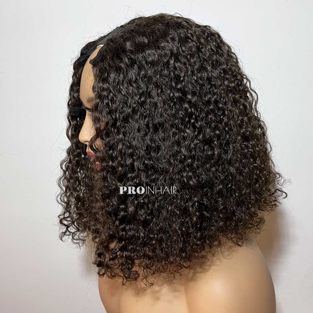 Flash Sale 12in #2 Dark Brown Curly U Part Wig Medium Size