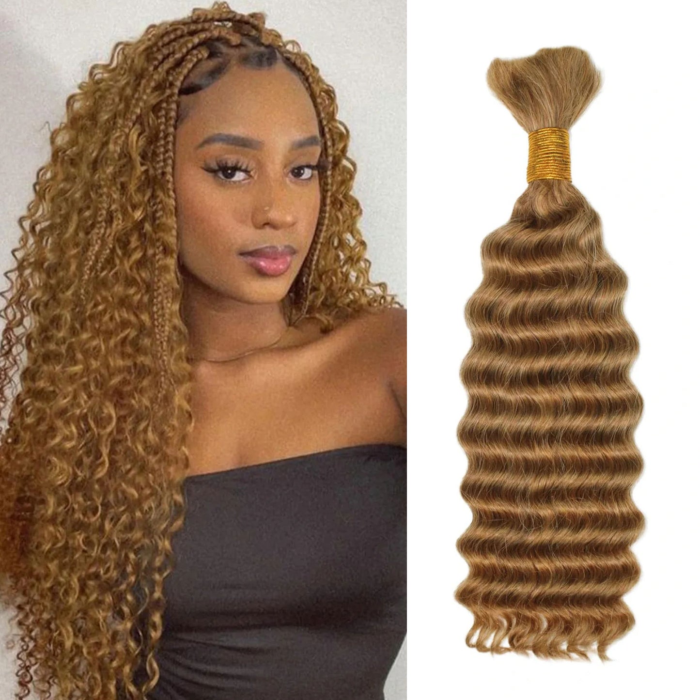 #27 Deep Wave DIY BOHO Braids Human Hair Bulk Double Drawn Full To End Top Quality