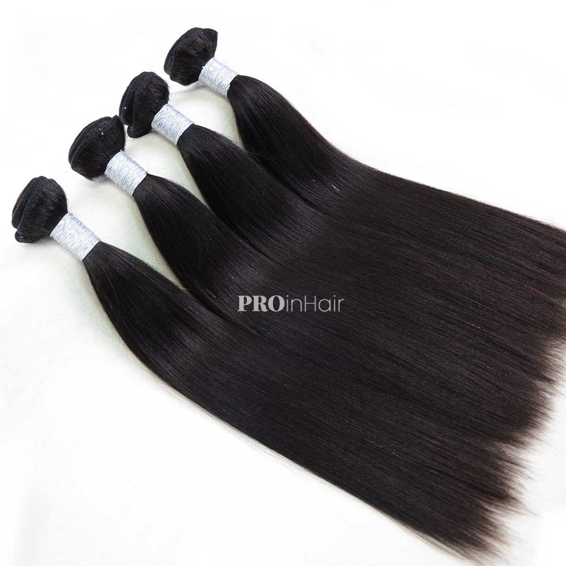 Double Drawn Hair Wefts 3pcs Yaki Straight Bundles Best Virgin Human Hair