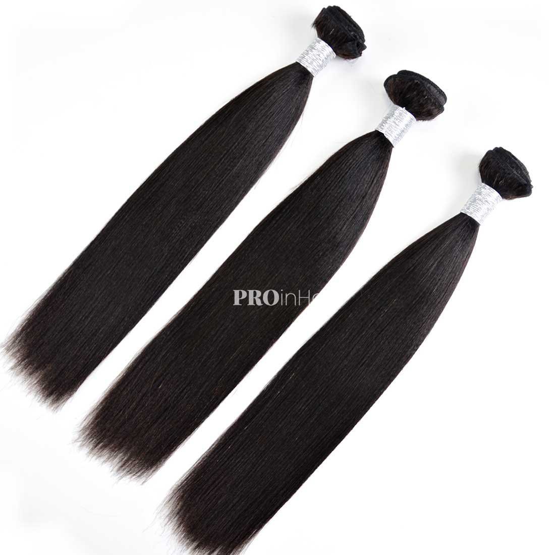 Double Drawn Hair Wefts 3pcs Yaki Straight Bundles Best Virgin Human Hair