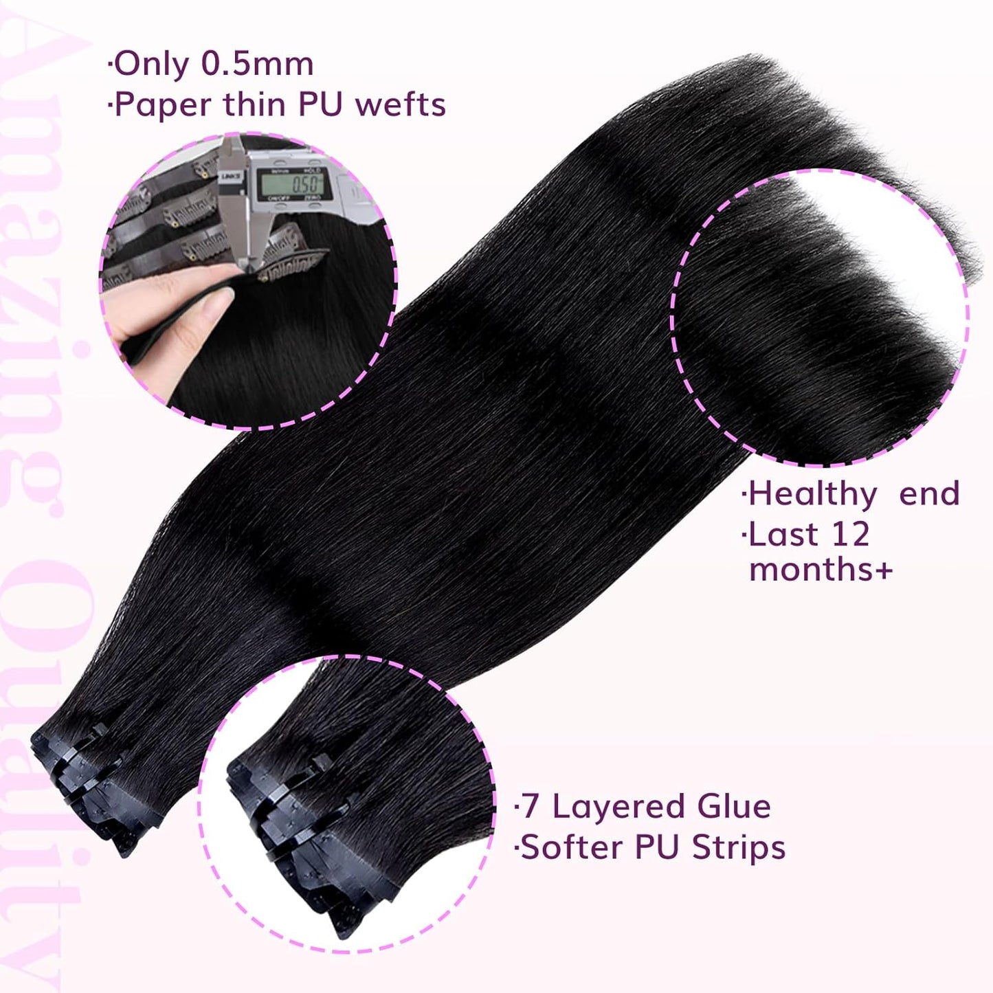 Seamless Clip in Extensions Double Drawn Full To End Best Top Quality Human Hair