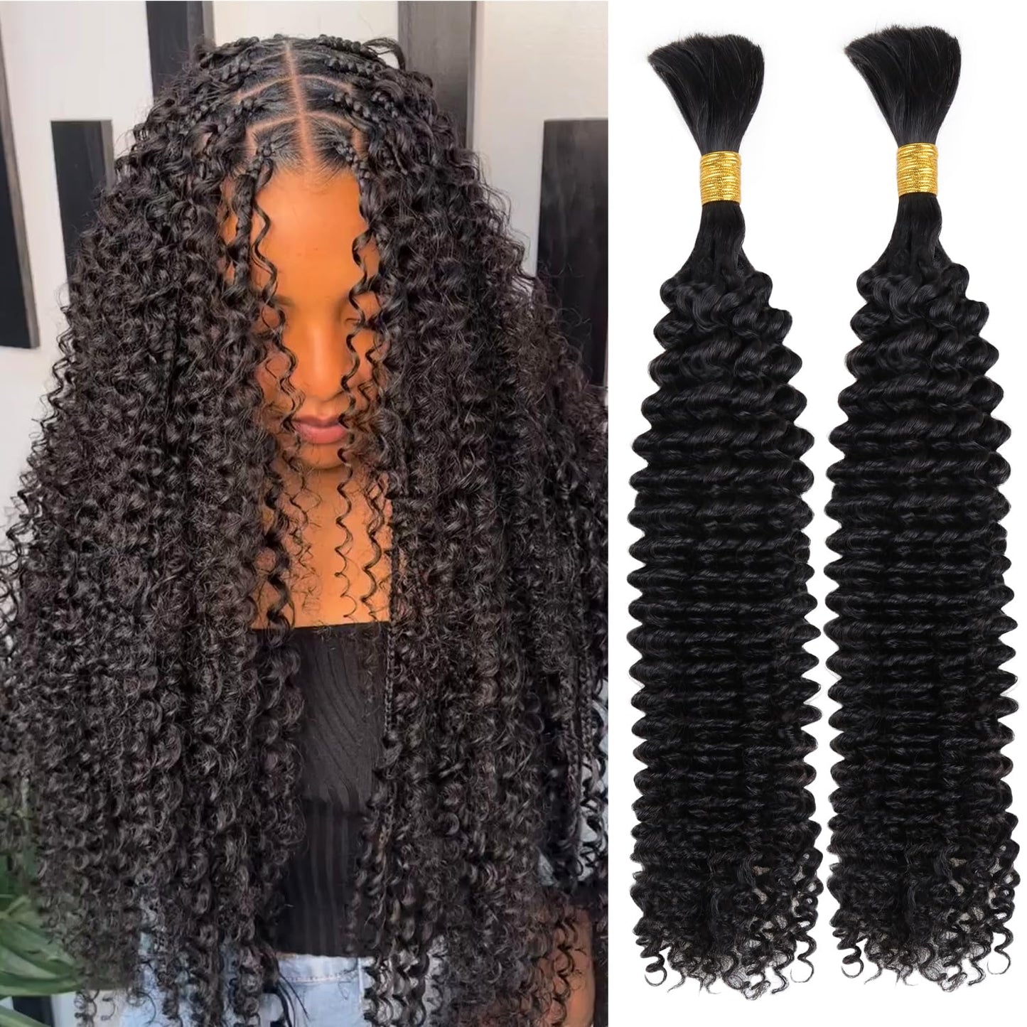 Kinky Curly DIY BOHO Braids Human Hair Bulk Double Drawn Full To End Top Quality