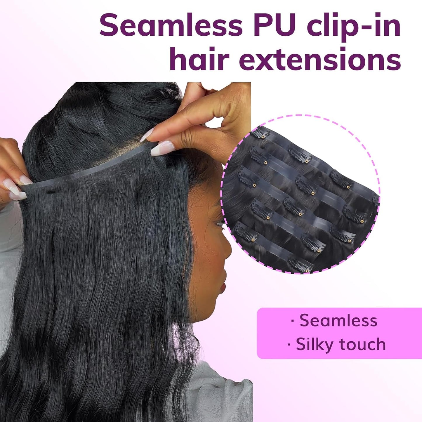 Seamless Clip in Extensions Double Drawn Full To End Best Top Quality Human Hair