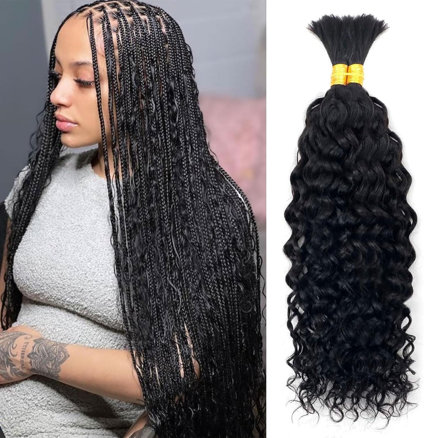 Water Wave DIY BOHO Braids Human Hair Bulk Double Drawn Full To End Top Quality