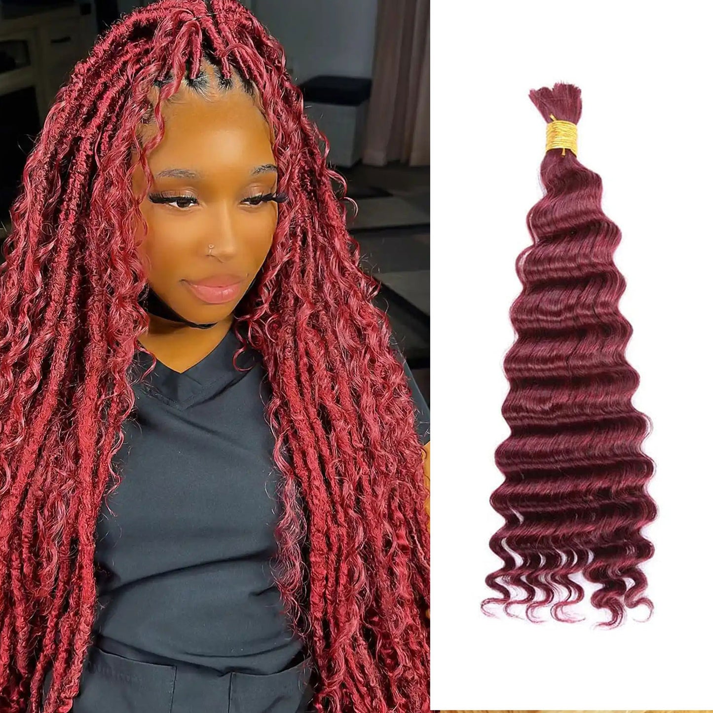 #99J Deep Wave DIY BOHO Braids Human Hair Bulk Double Drawn Full To End Top Quality