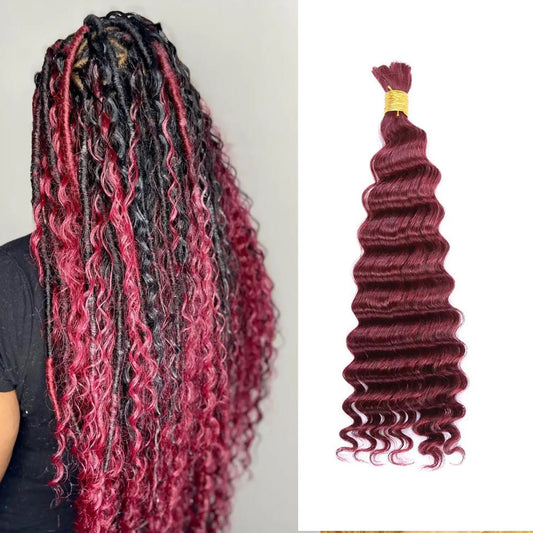 #99J Deep Wave DIY BOHO Braids Human Hair Bulk Double Drawn Full To End Top Quality