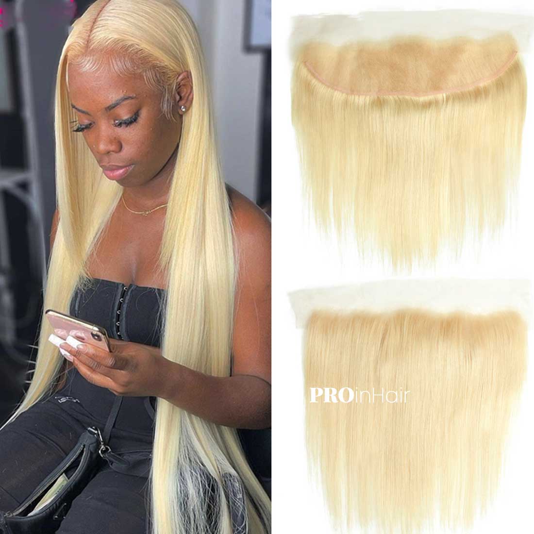 Affordable Blonde #613 Siky Straight 13X4 HD Frontal Virgin Human Hair Transparent Lace Frontal