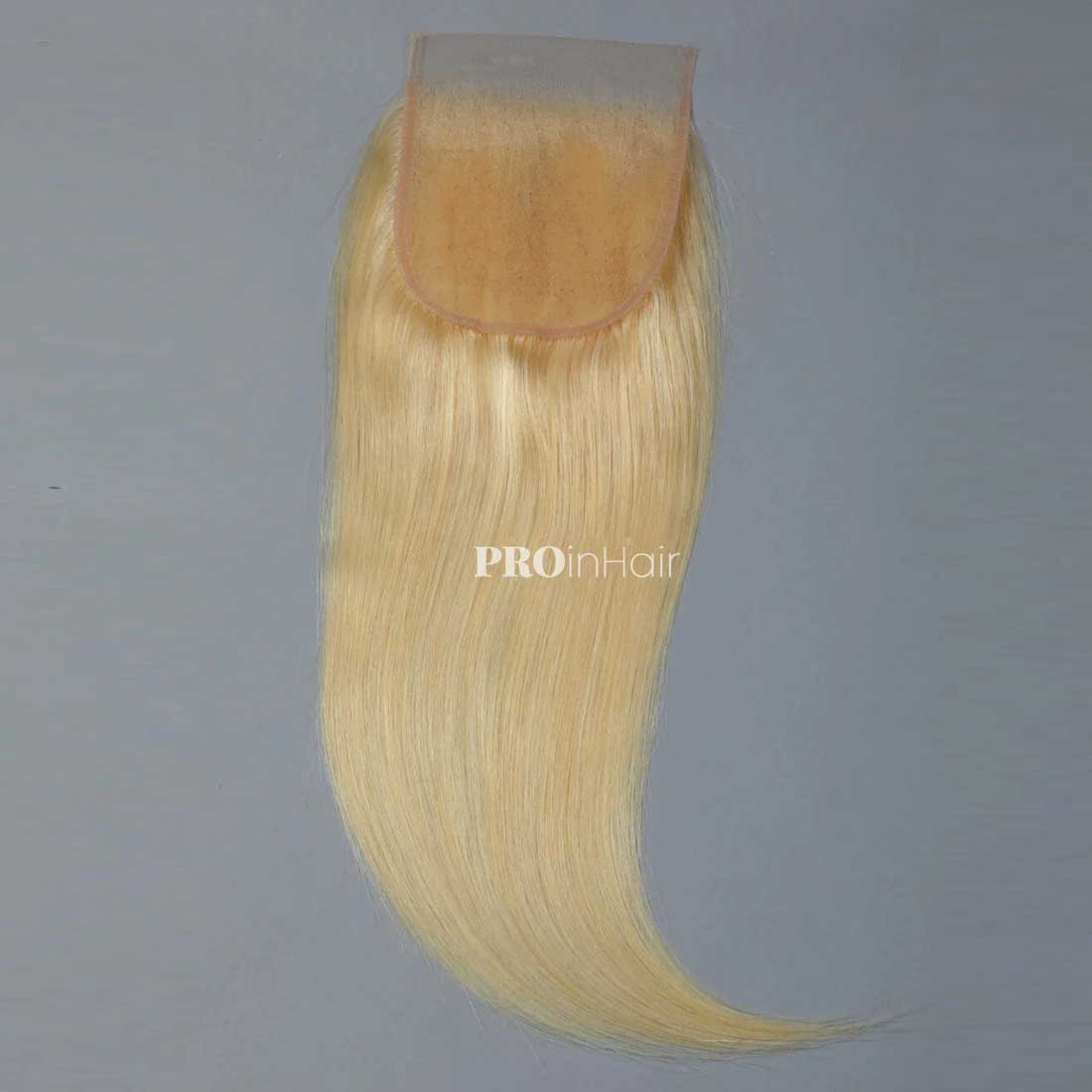 Affordable Blonde #613 Siky Straight 5X5 HD Closure Virgin Human Hair Transparent Closure