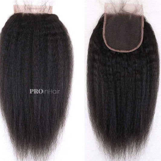 Acessível Kinky Liso 5X5 Fechamento HD Super Fino Fechamento HD Cabelo Humano Virgem