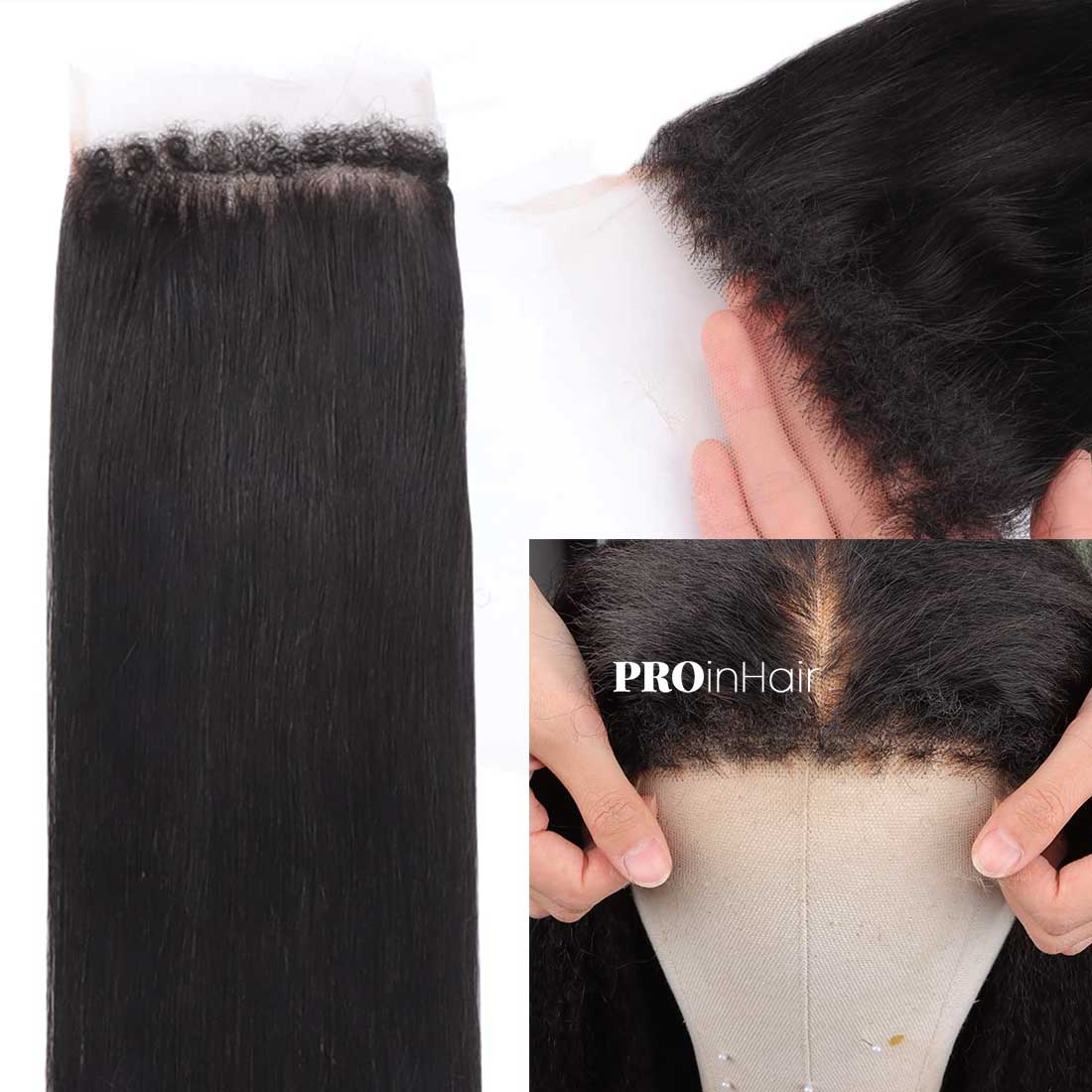 Affordable Kinky Straight with 4C Edges Hairline 5X5 HD Closure  Super Thin HD Closure