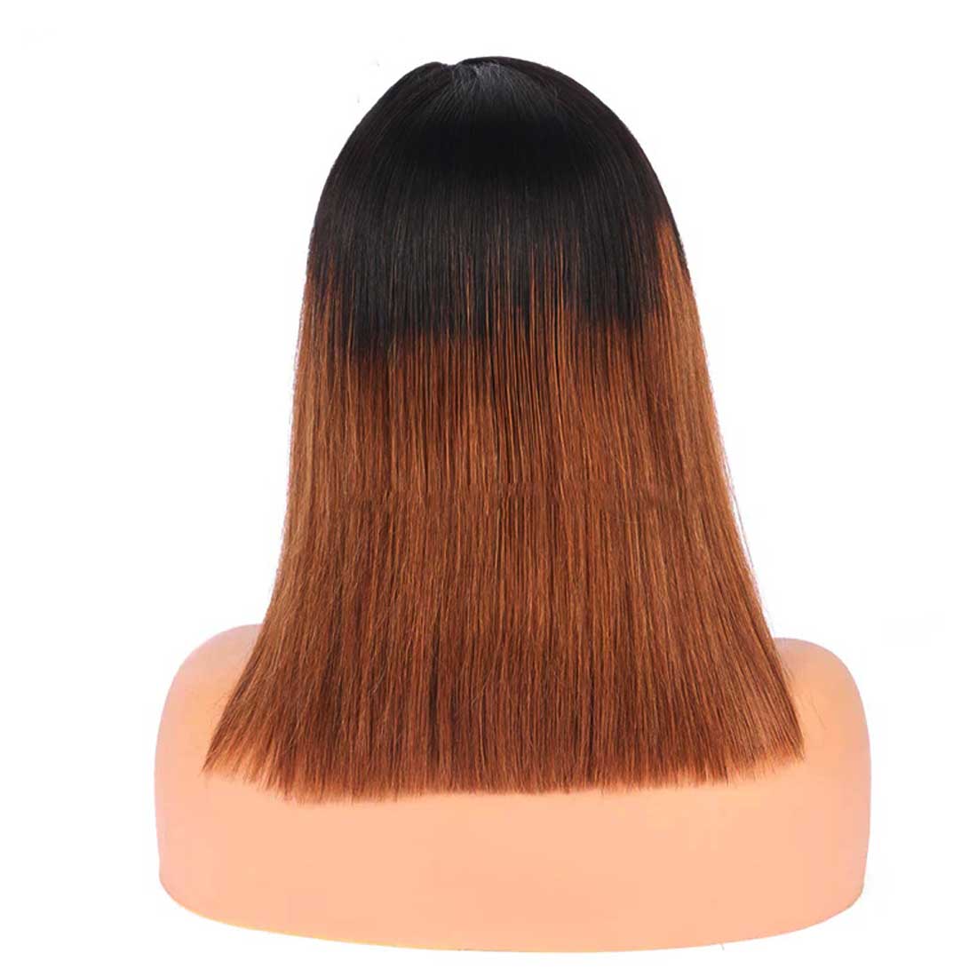 Amber Ombre Brown Silky Straight Blunt Bob HD Lace Wig Bleached Knots Glueless Human Hair