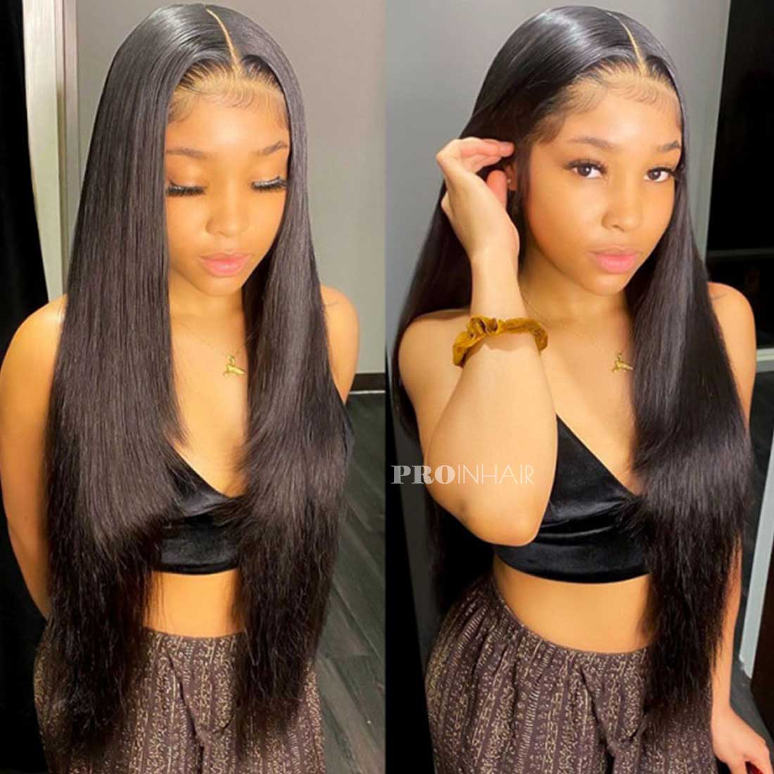 Audrey Glueless Melt All Skin HD Wig Long Layered Straight Wig Virgin Human Hair