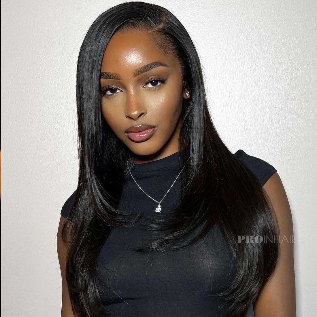 Audrey Glueless Melt All Skin HD Wig Long Layered Straight Wig Virgin Human Hair