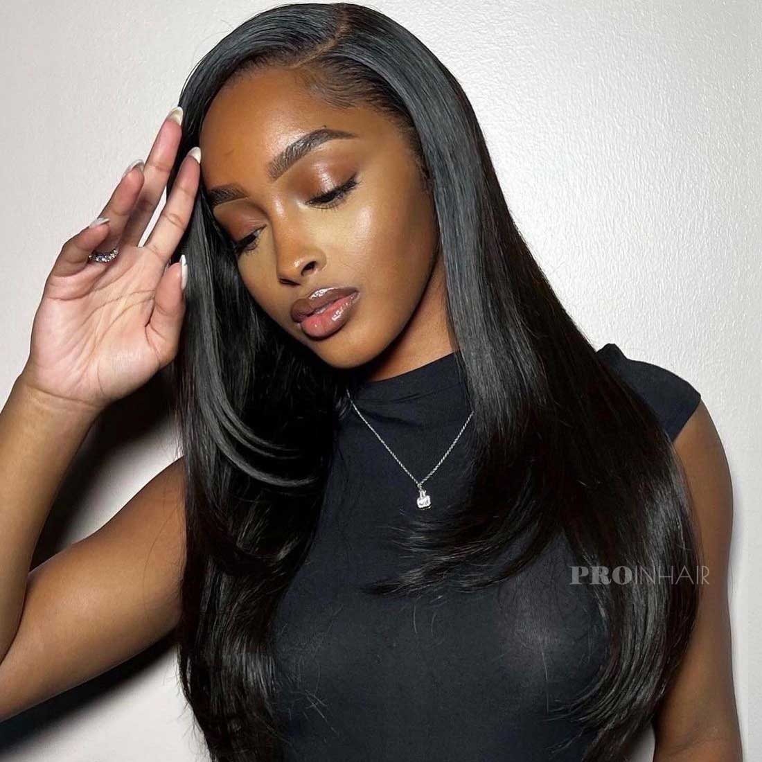 Audrey Glueless Melt All Skin HD Wig Long Layered Straight Wig Virgin Human Hair