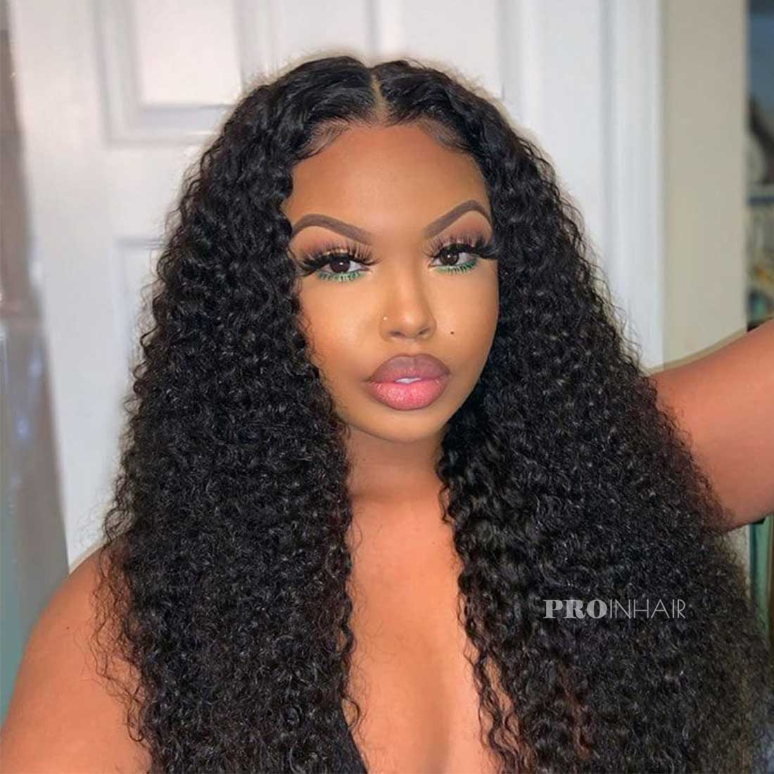 Betsy Water Wave Curly Glueless Swiss Transparent/White Lace Lace Frontal Wig Virgin Human Hair