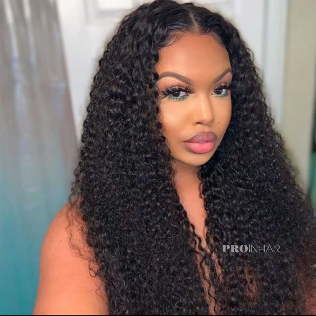 Betsy Water Wave Curly Glueless Swiss Transparent/White Lace Lace Frontal Wig Virgin Human Hair