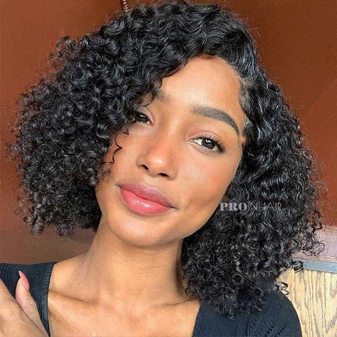 Bonnie Afforable Deep Wave Curly Bob HD Lace Wig Descolorido Nós Adequado para Iniciantes