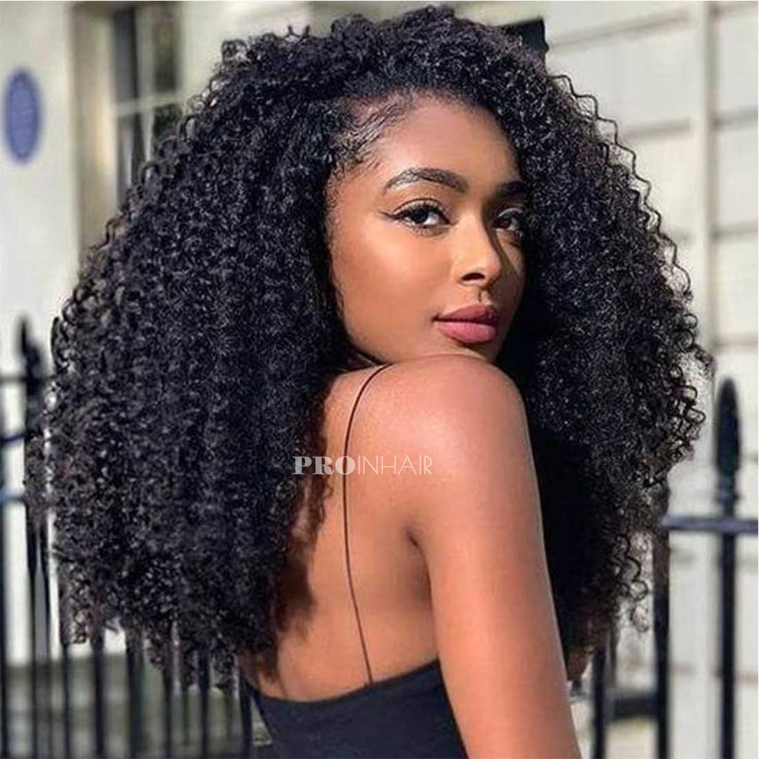 Chloe Kinky Curly Glueless 360 HD Lace Frontal Wig Transparent Lace Wig Iniciante