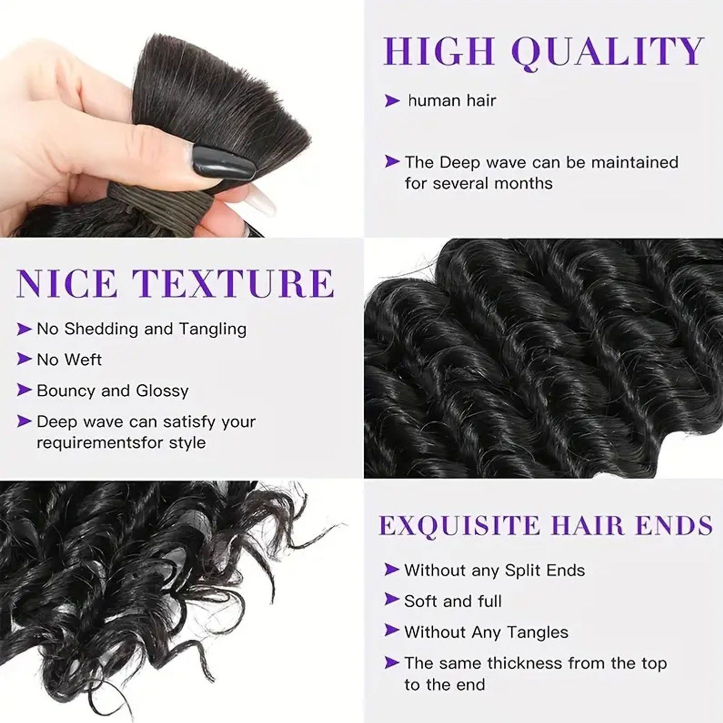 Deep Curly DIY BOHO Braids Human Hair Bulk Double Drawn Full To End Top Quality