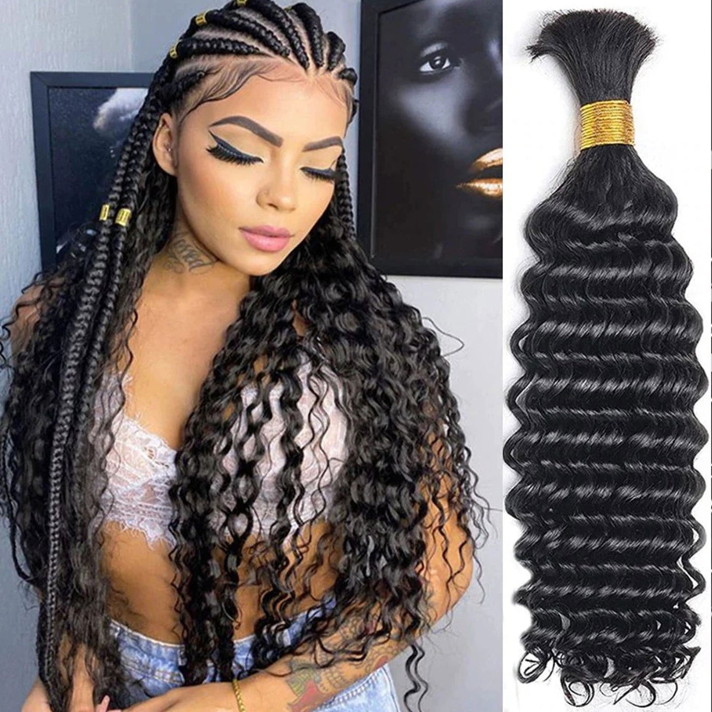 Deep Curly DIY BOHO Braids Human Hair Bulk Double Drawn Full To End Top Quality