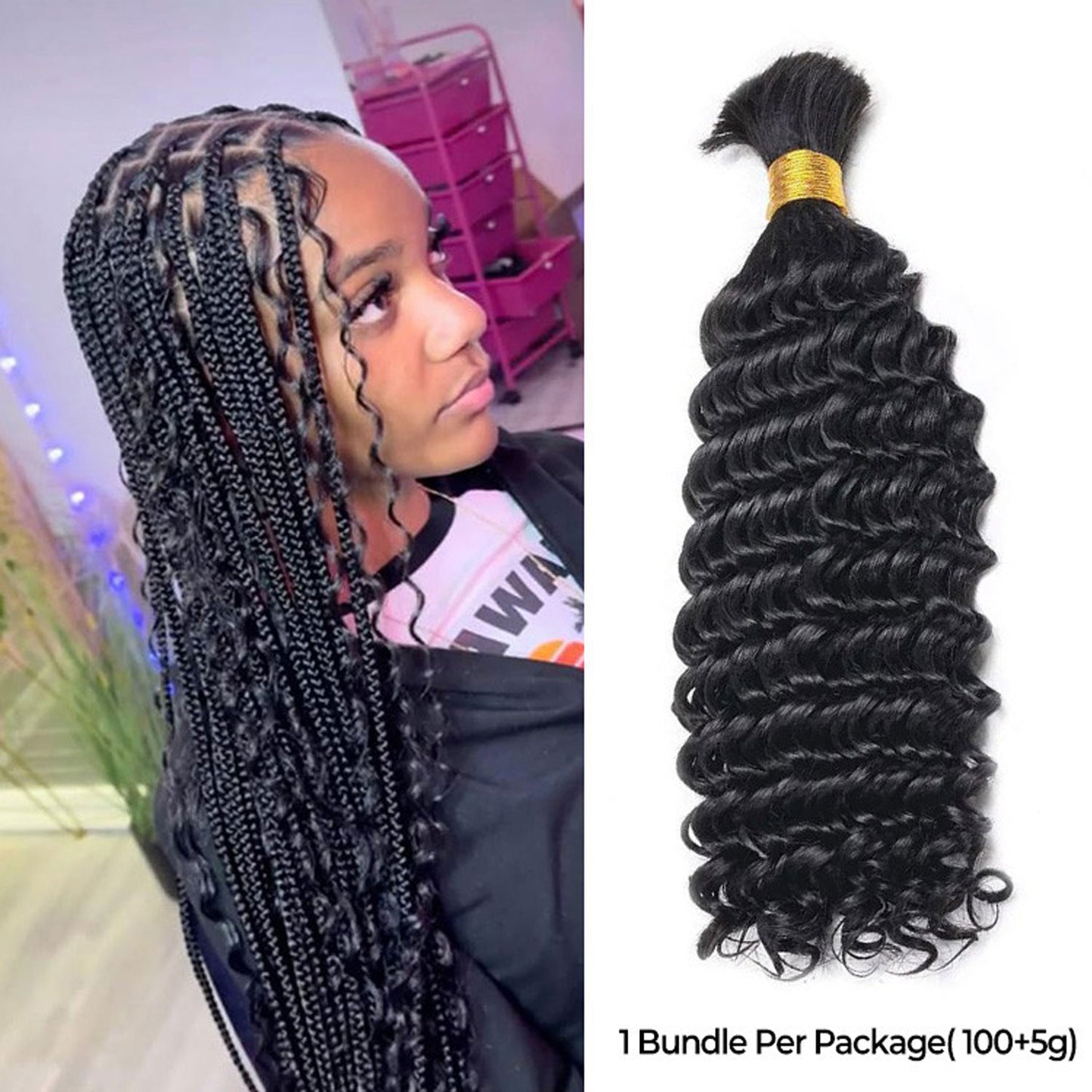 Deep Curly DIY BOHO Braids Human Hair Bulk Double Drawn Full To End Top Quality