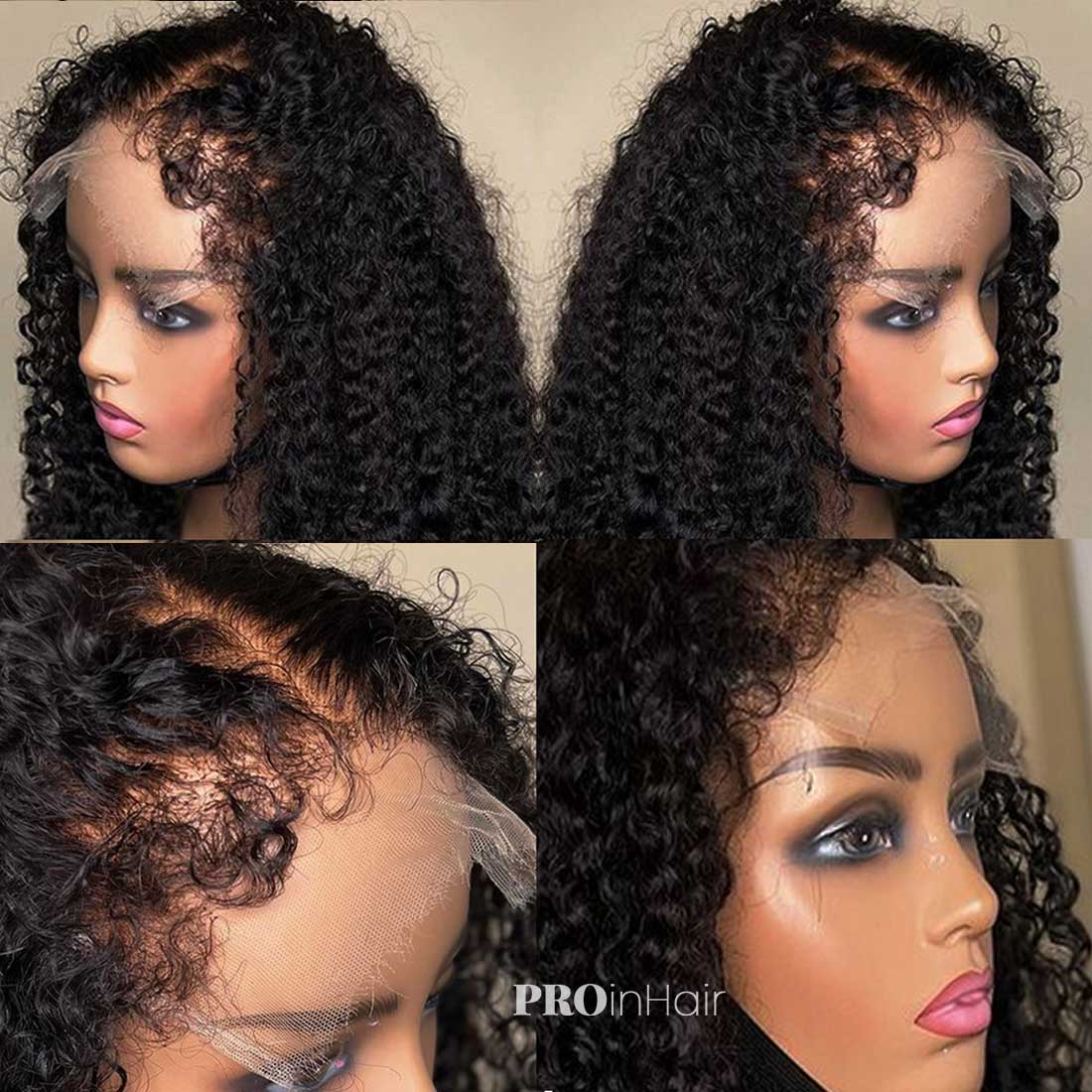 Delia Affordable Kinky Curly With Curly Edges Hairline HD Wigless Glueless Super Fine HD lace wiged Knots