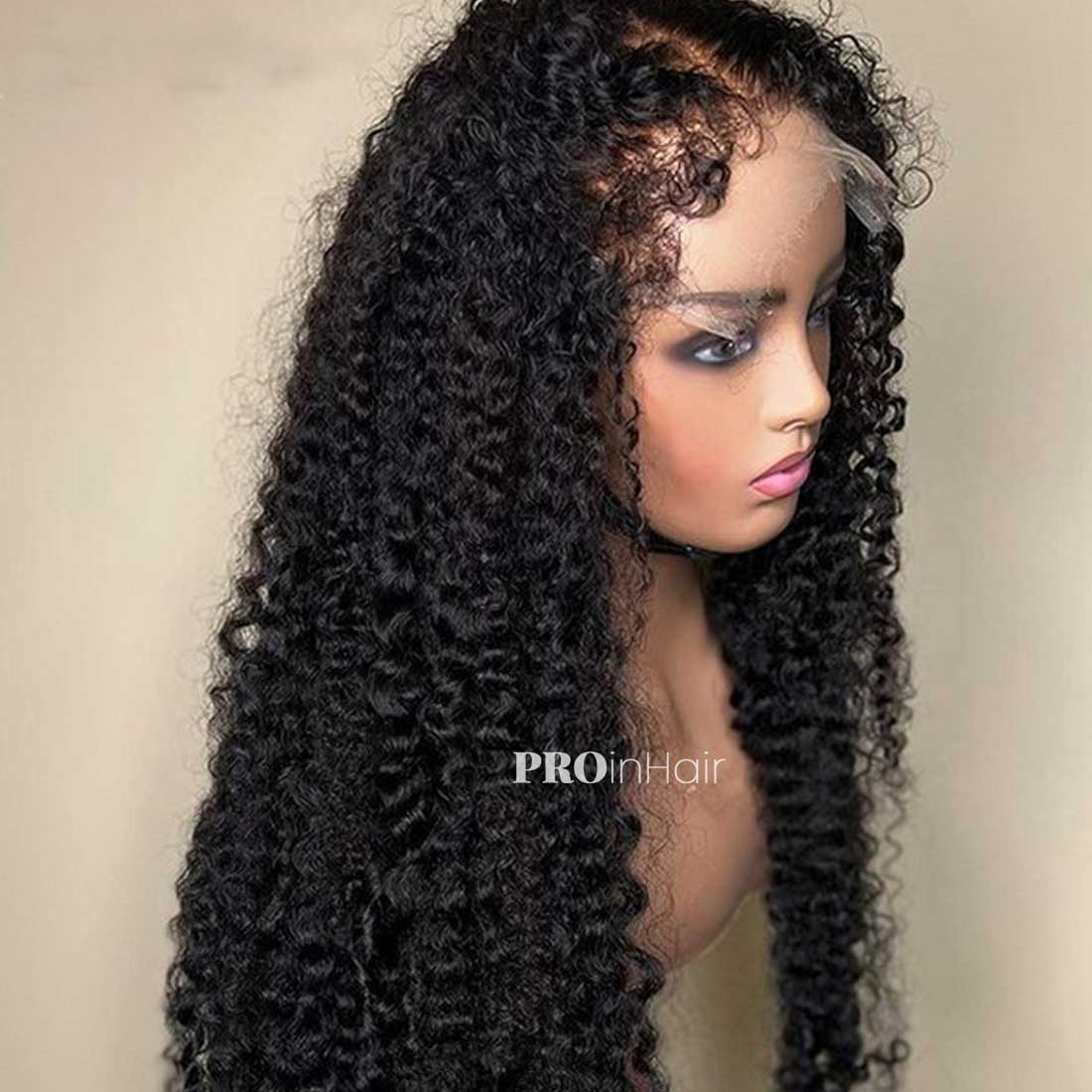 Delia Affordable Kinky Curly With Curly Edges Hairline HD Wig Glueless Super Fine HD lace wig Bleached Knots