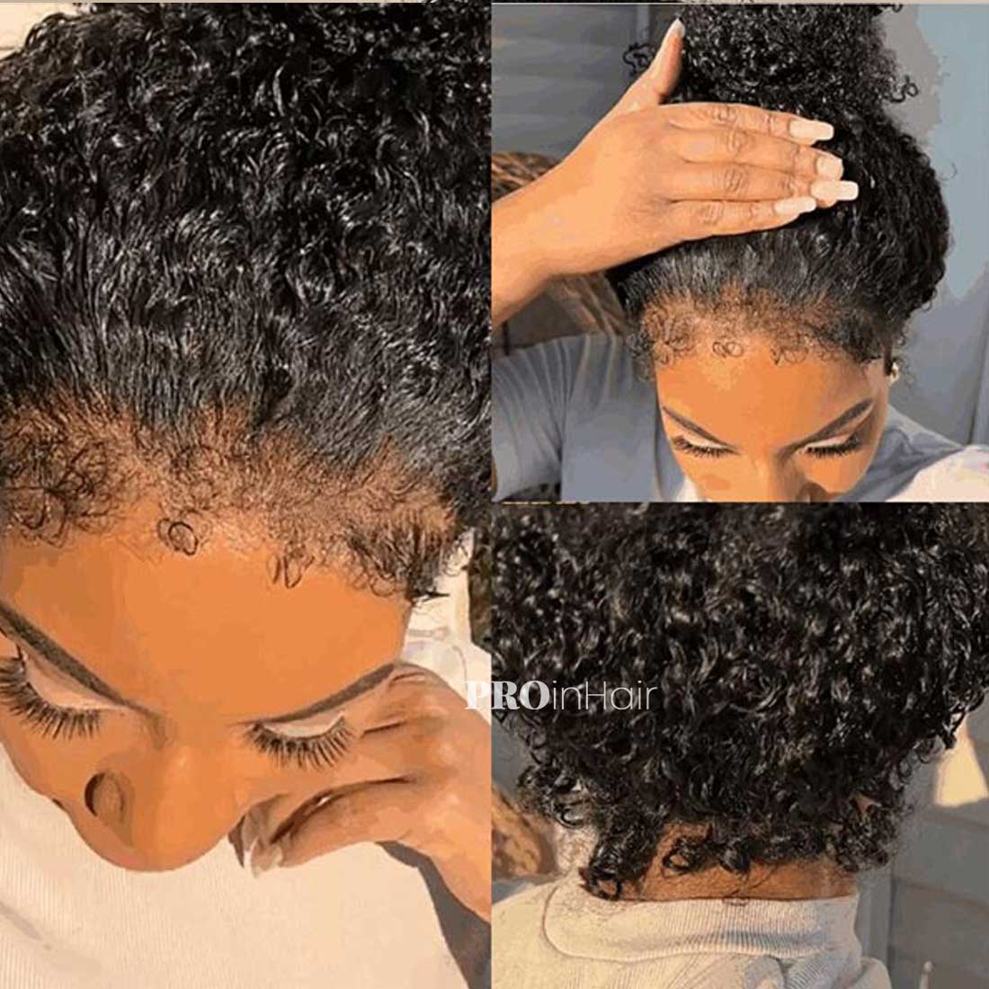 Delia Affordable Kinky Curly With Curly Edges Hairline HD Wigless Glueless Super Fine HD lace wiged Knots