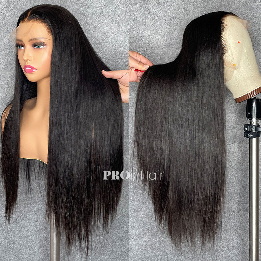 Mikaela Super Thin HD Lace 13X4 Full Frontal sem cola Wear and Go Silky Straight HD peruca virgem cabelo humano