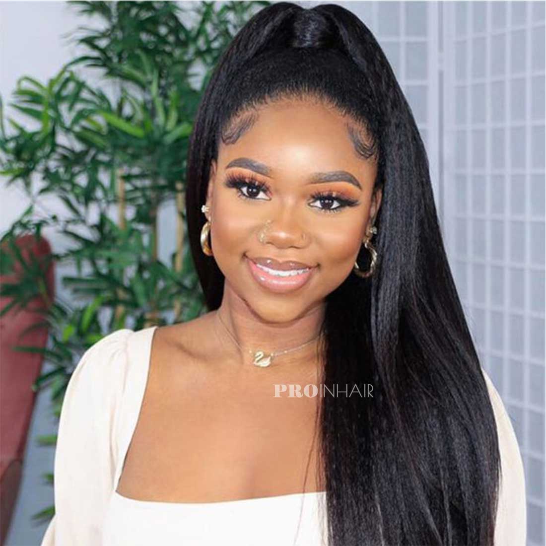 Echo 13X6 Full Frontal HD Lace Frontal Wig Kinky Straight Glueless Super Thin HD Lace Wig