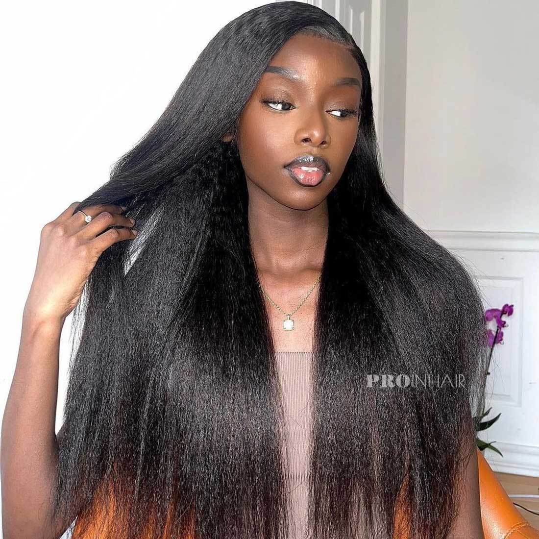 Echo 13X6 Full Frontal HD Lace Frontal Wig Kinky Straight Glueless Super Thin HD Lace Wig