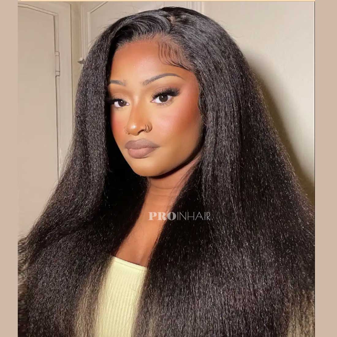 Echo 13X6 Full Frontal HD Lace Frontal Wig Kinky Straight Glueless Super Thin HD Lace Wig