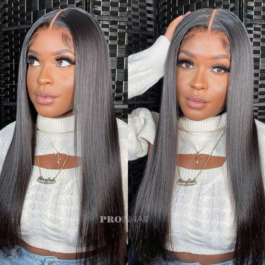 Ela Fine HD lace wig sem cola Silky Straight 5X5 HD Closure Wig para iniciantes