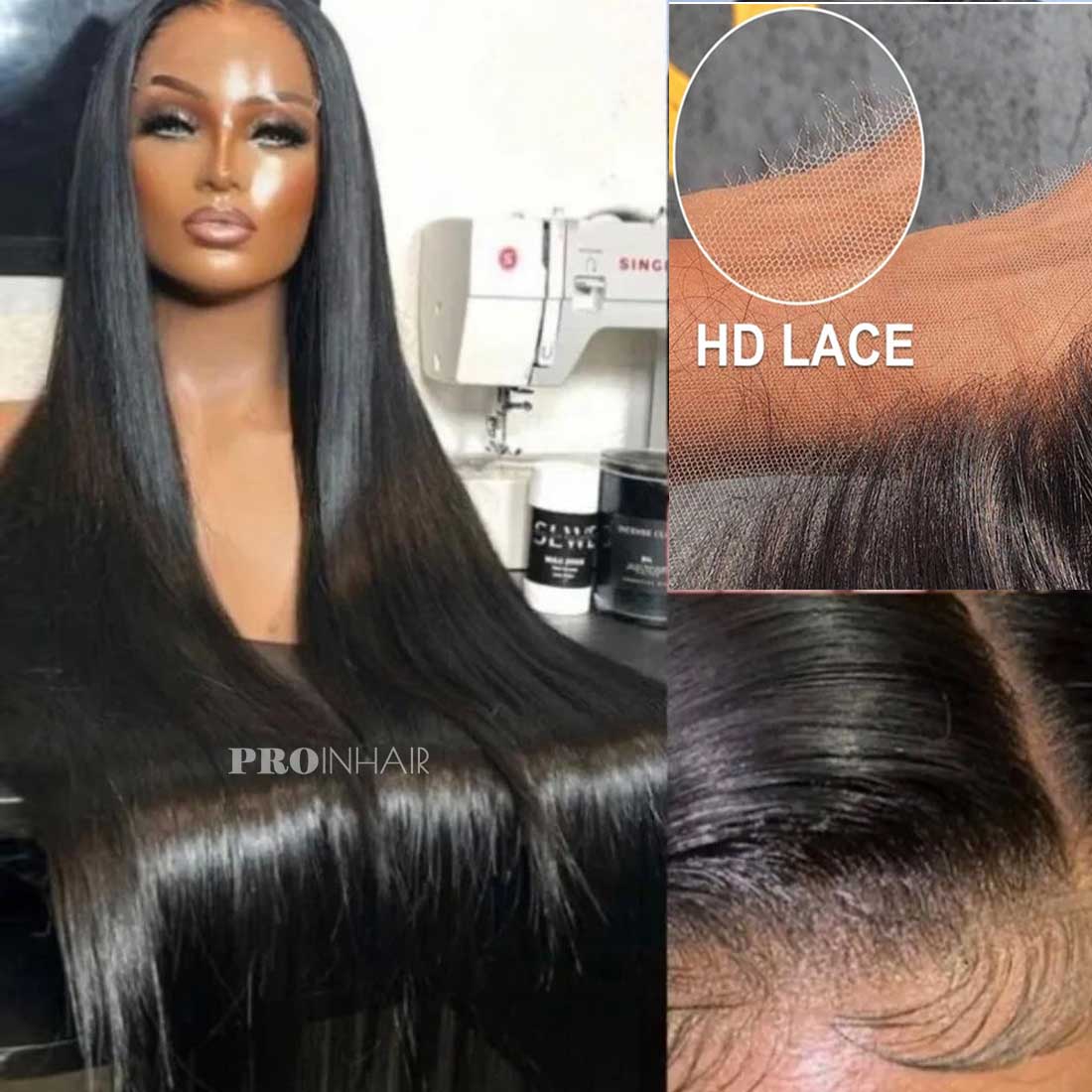 Ela Fine HD lace wig sem cola Silky Straight 5X5 HD Closure Wig para iniciantes