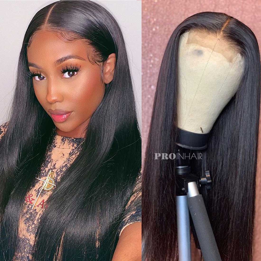 Ela Fine HD lace wig sem cola Silky Straight 5X5 HD Closure Wig para iniciantes