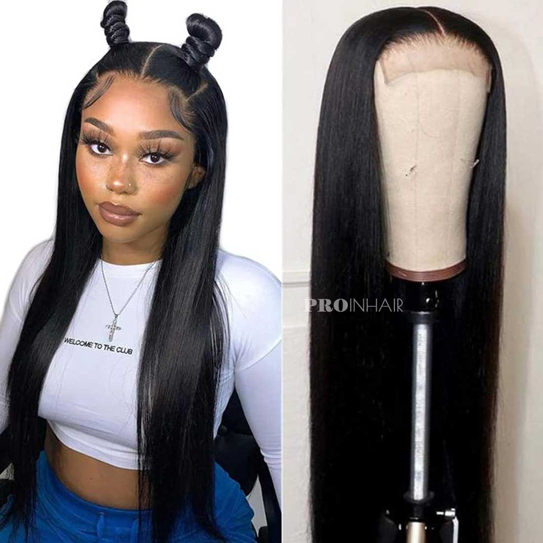 Ela Fine HD lace wig sem cola Silky Straight 5X5 HD Closure Wig para iniciantes