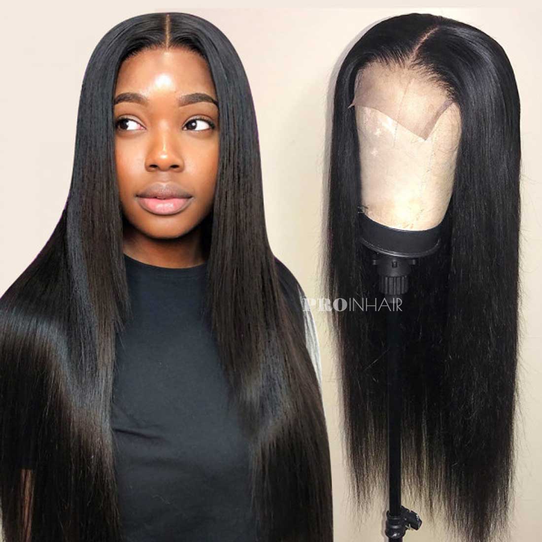 Ela Fine HD lace wig sem cola Silky Straight 5X5 HD Closure Wig para iniciantes