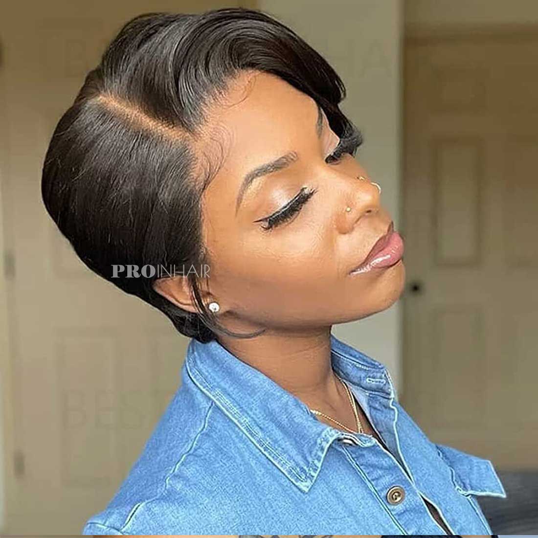 Eunice Pixie Cut Short Length 8in Silky Straight HD Bob Lace Wig Short Lace Frontal Wig