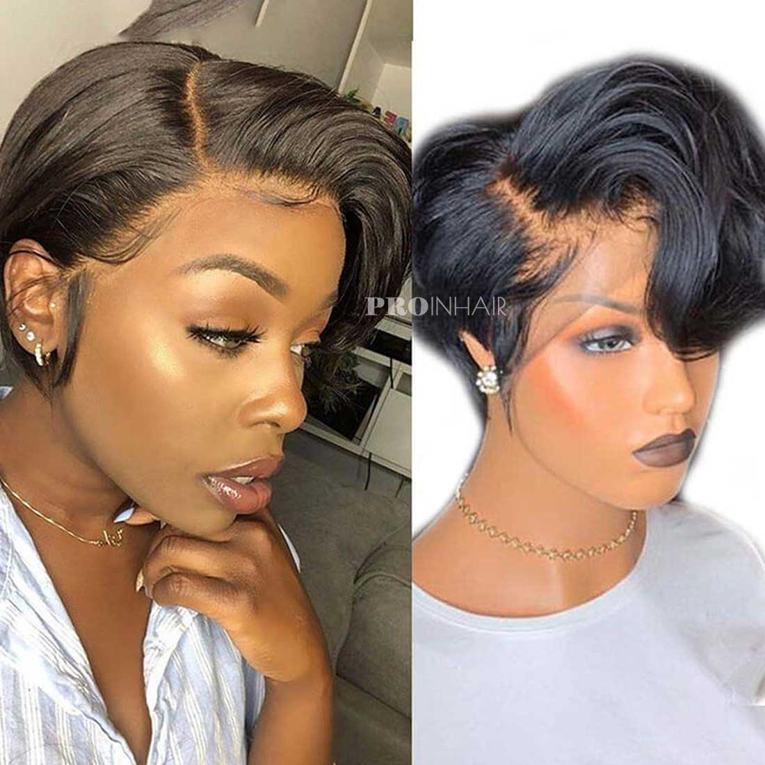 Eunice Pixie Cut Comprimento Curto 8in Silky Straight HD Bob Lace Wig Curto Lace Frontal Wig