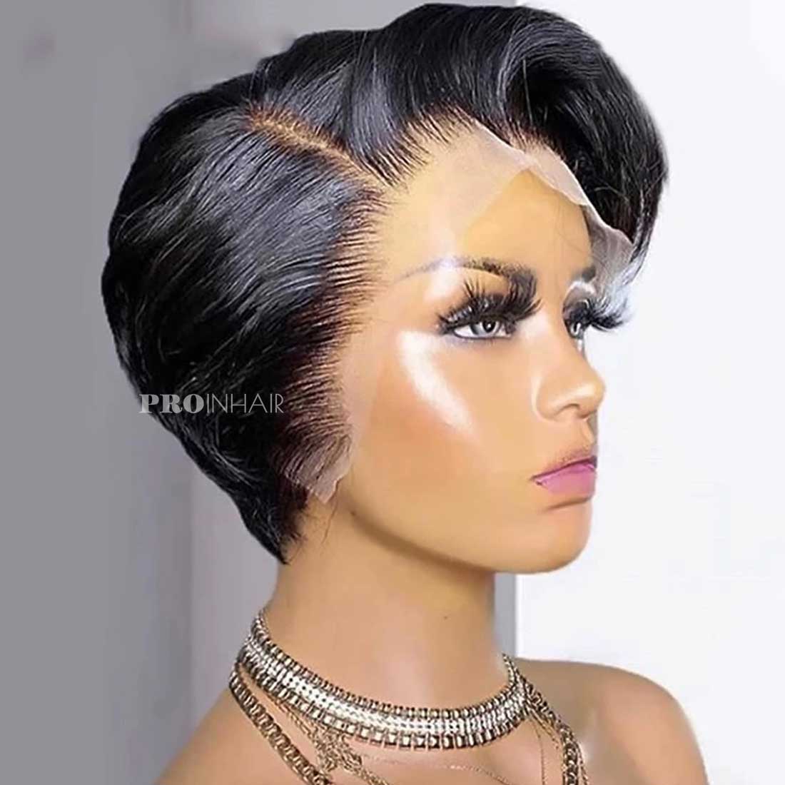 Eunice Pixie Cut Comprimento Curto 8in Silky Straight HD Bob Lace Wig Curto Lace Frontal Wig