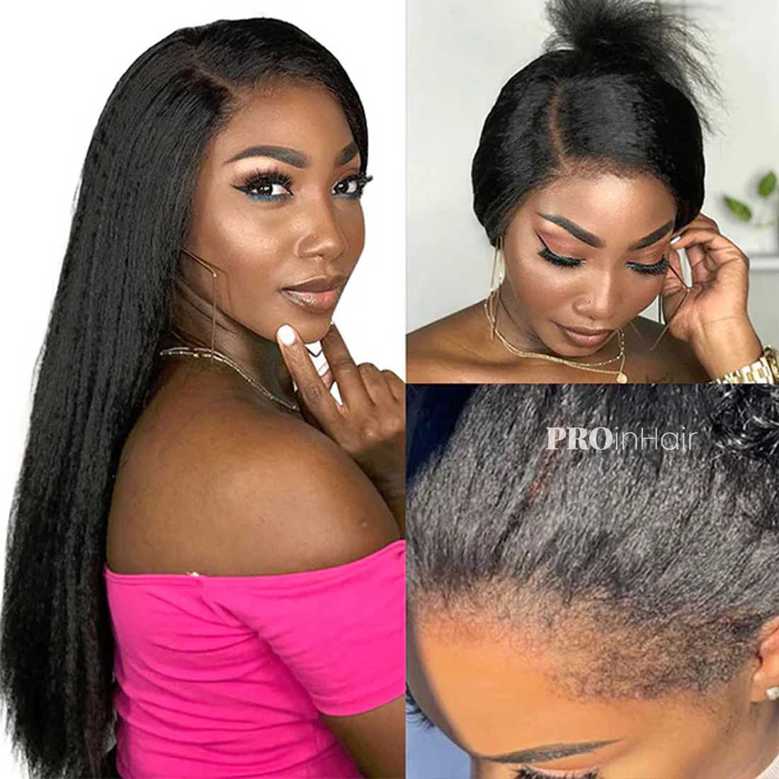 Jacey Most Natural Kinky Straight With 4c Edges Hairline HD Wigless Glueless Super Fine HD lace wiged Knots