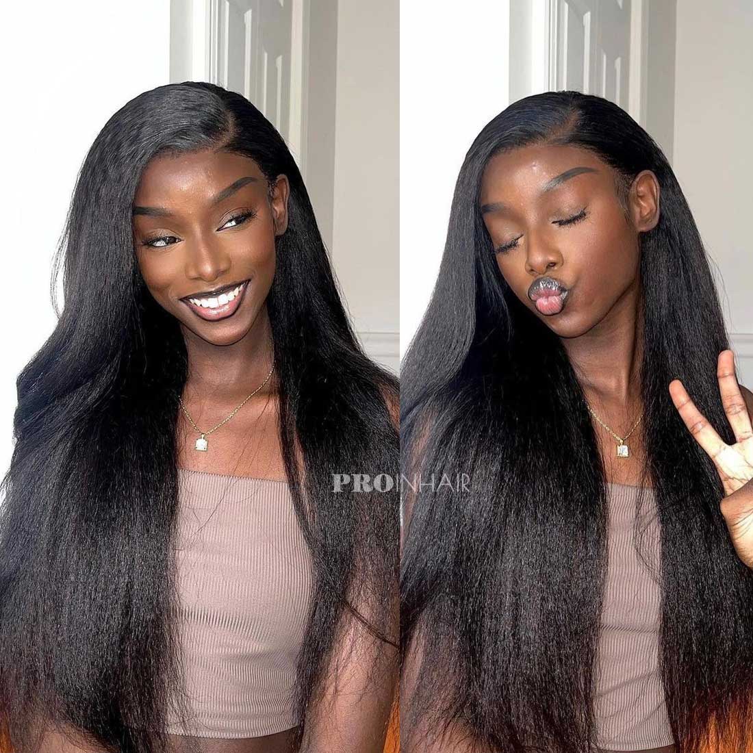 Joan Most Natural Kinky Straight Glueless Wear and Go Super Thin HD Lace Wig Raw Hair