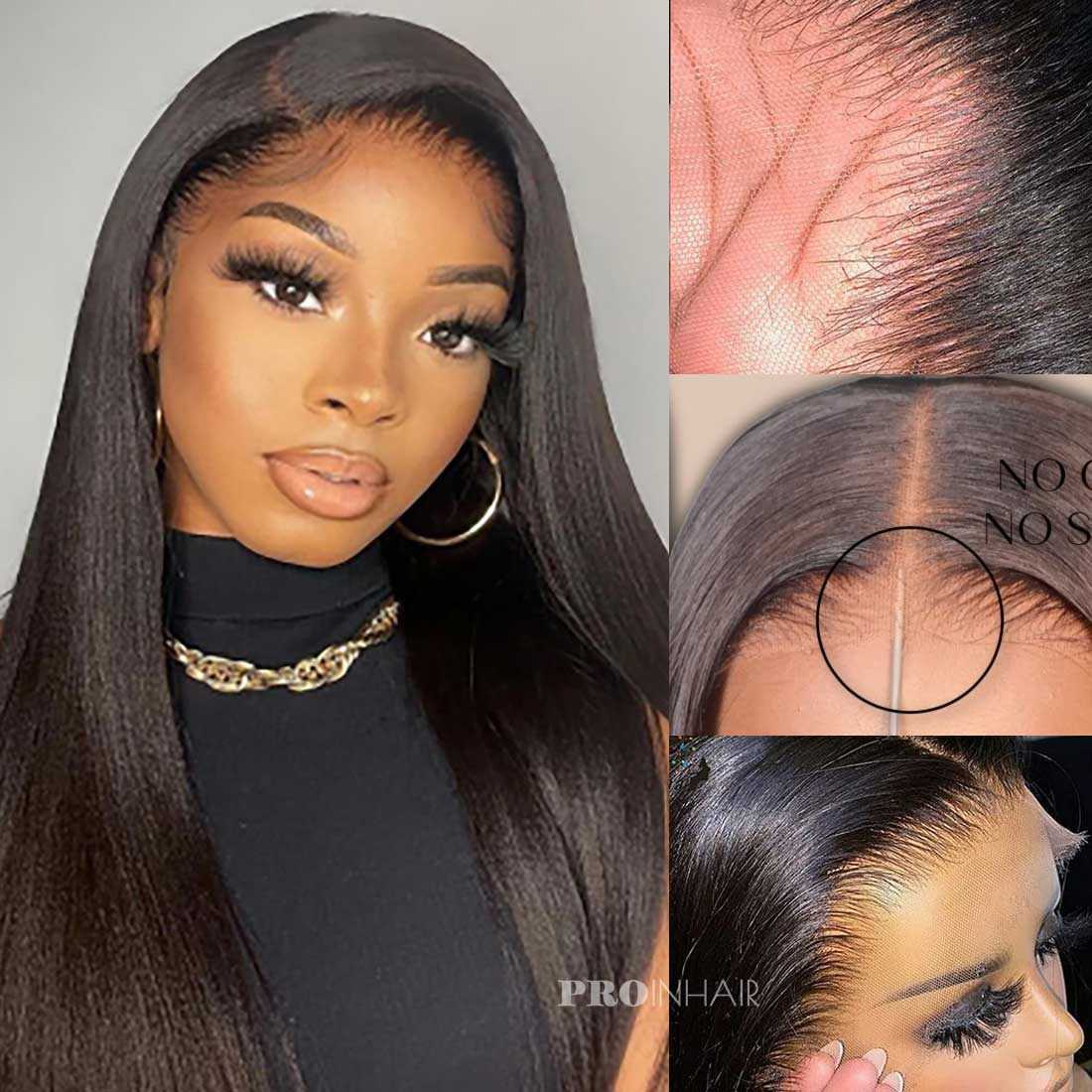 Kama Big Parting 13X6 Full Frontal HD Wig Relaxed Yaki Straight Glueless Wear and Go HD Lace Wig