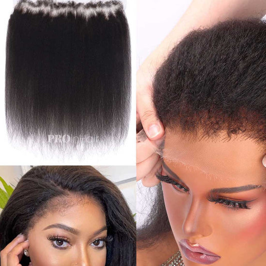 Kinky Straight com 4C Edges Hairline 13x4 HD Frontal Melhor Real HD Frontal Skin Like Pre Bleached