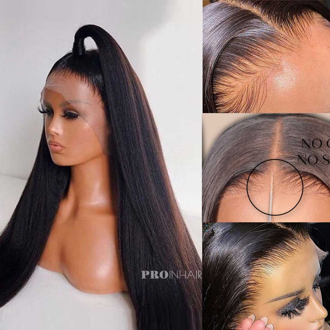 Lisa African American Relaxed Yaki Straight Lace Frontal sem cola Wear and Go HD Lace Wig