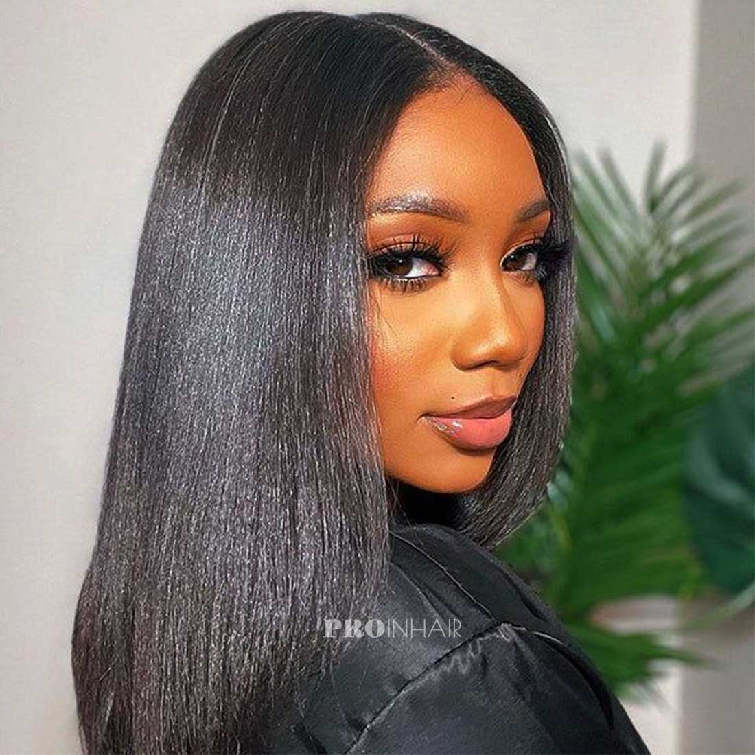 Lisa African American Relaxed Yaki Straight Lace Frontal Glueless Wear and Go HD Lace Wig