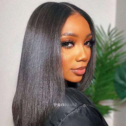 Lorna Glueless Swiss Transparent Lace Frontal Wig Yaki Straight White Lace Wig