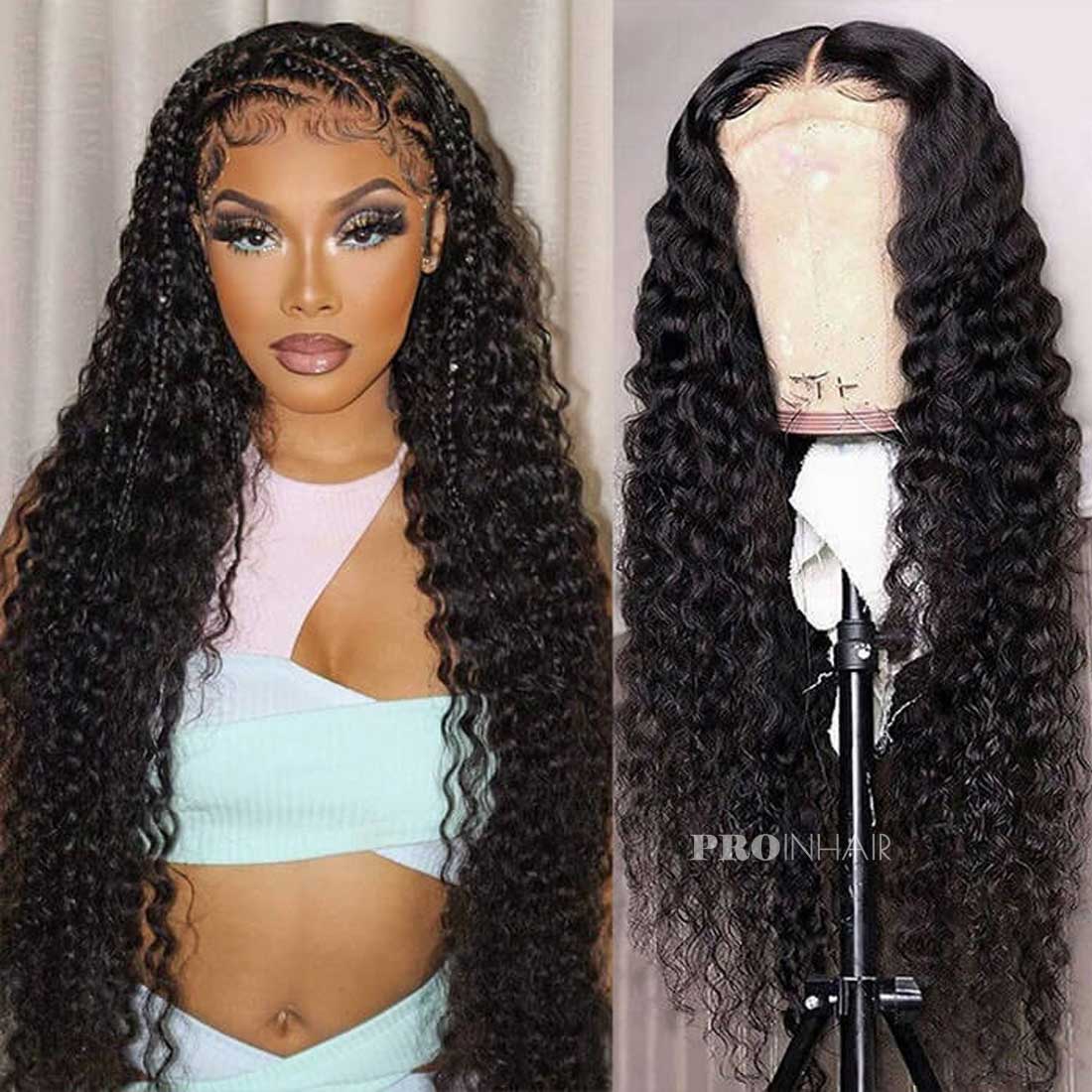 Marcia Deep Wave Sem cola Suíço Transparente/Branco Renda Peruca Frontal Renda Cabelo Humano Virgem