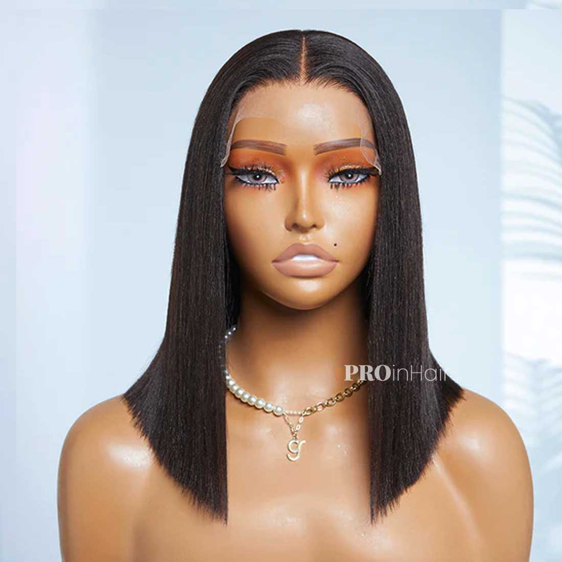 Maxine Relaxed Classic Glueless Yaki Straight Blunt Bob HD Lace Wig Bleached Knots Virgin Human Hair