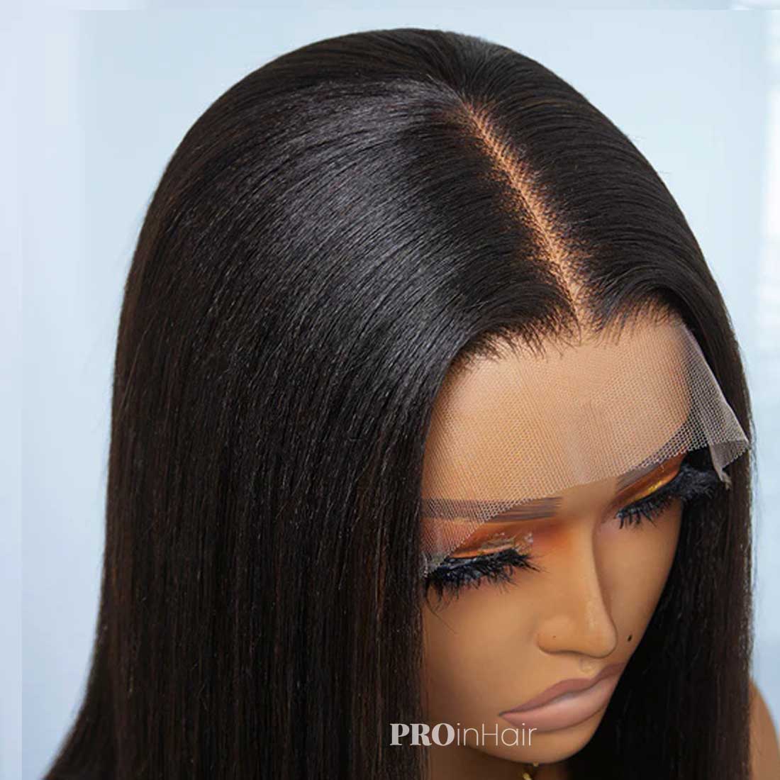 Maxine Relaxed Classic Glueless Yaki Straight Blunt Bob HD Lace Wig Bleached Knots Virgin Human Hair